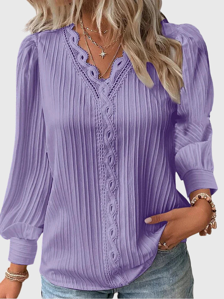 Celeste Guipure V-Neck Blouse