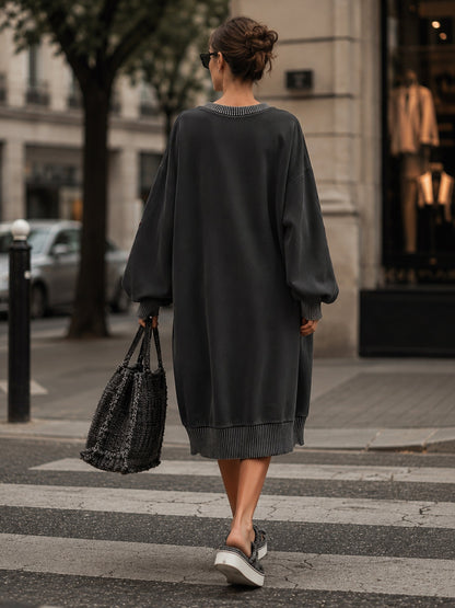 Star Patch Oversized Sweatshirt Dress