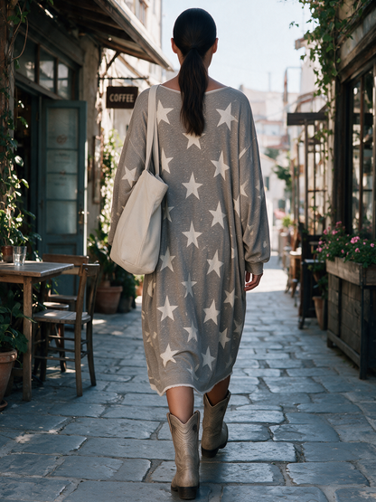 Vintage Washed Star Patch Sweatshirt Dress