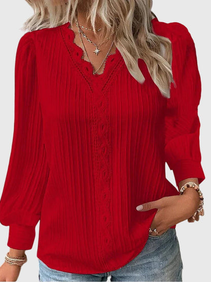 Celeste Guipure V-Neck Blouse