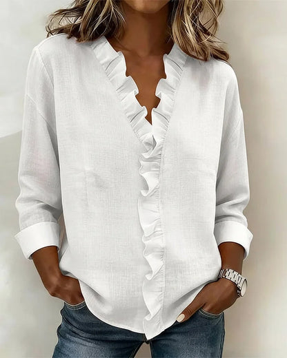 Petal Frill V-Neck Blouse
