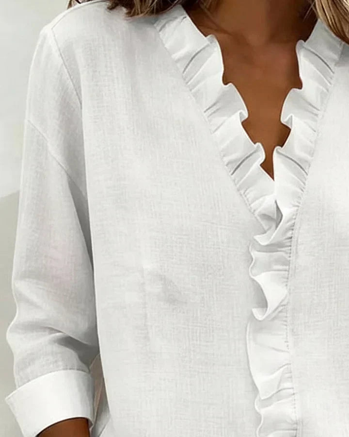 Petal Frill V-Neck Blouse