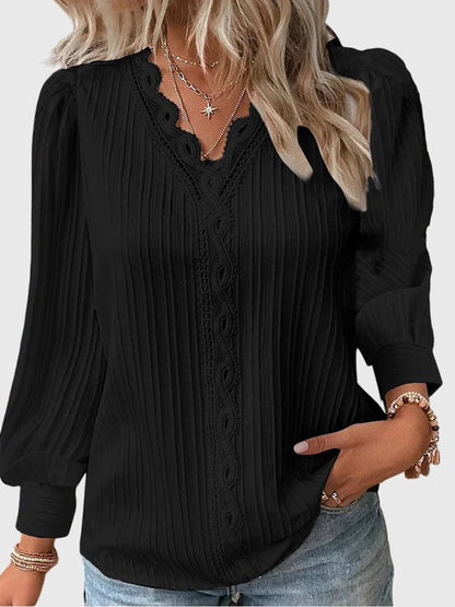 Celeste Guipure V-Neck Blouse