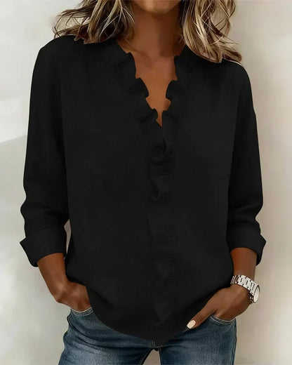 Petal Frill V-Neck Blouse