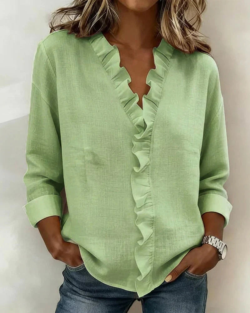 Petal Frill V-Neck Blouse