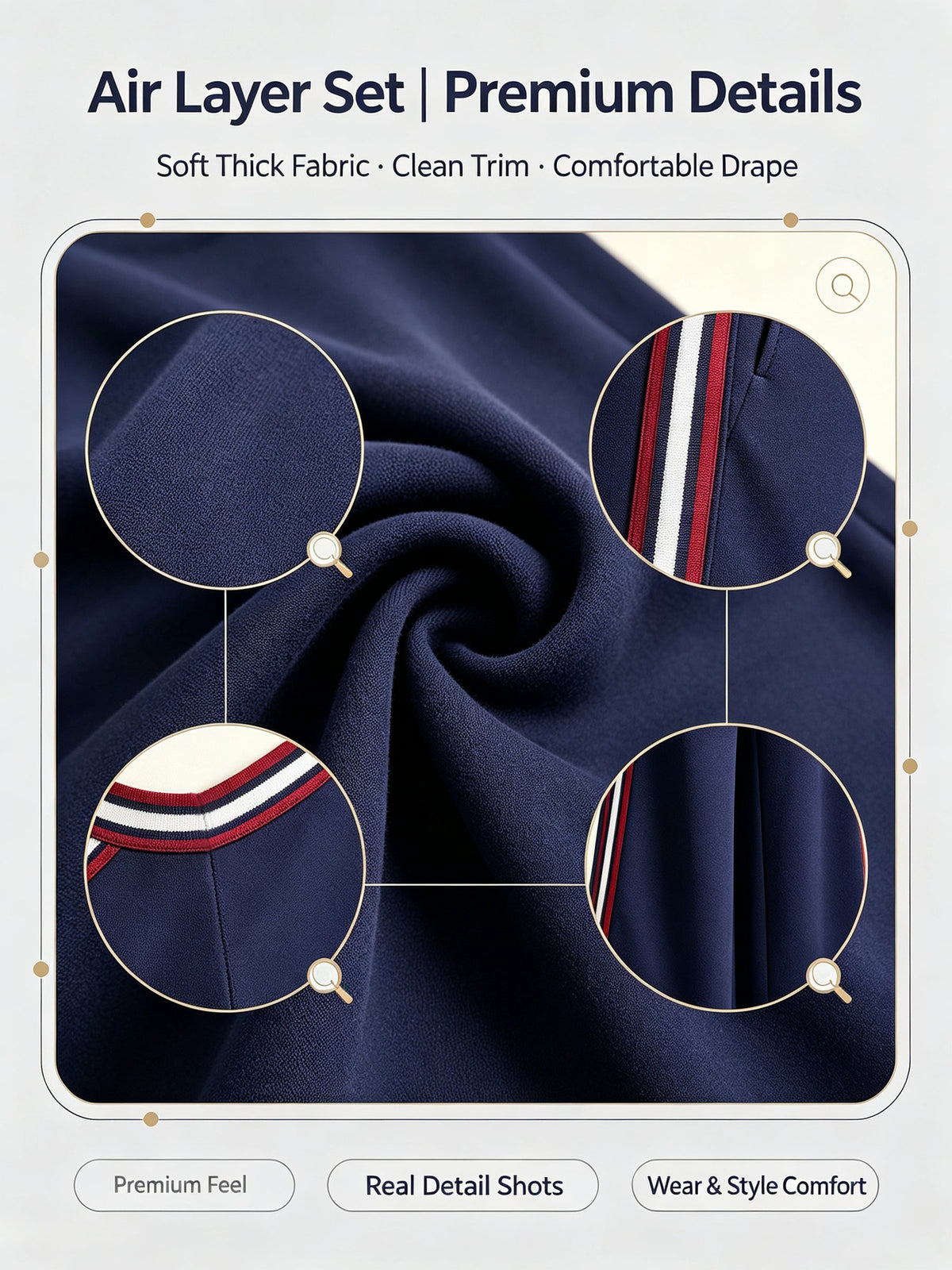 Navy Asymmetric Off Shoulder Stripe Top & Wide Leg Pants Two-Piece Set