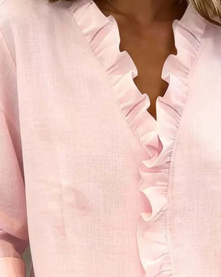 Petal Frill V-Neck Blouse