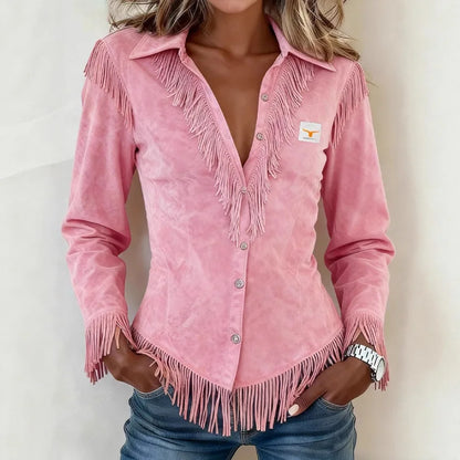 Cheyenne Fringe-Hem Western Blouse