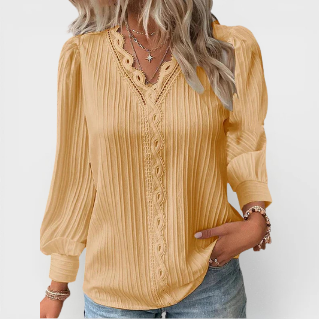 Celeste Guipure V-Neck Blouse
