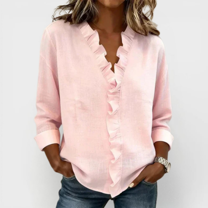 Petal Frill V-Neck Blouse
