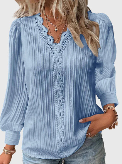 Celeste Guipure V-Neck Blouse