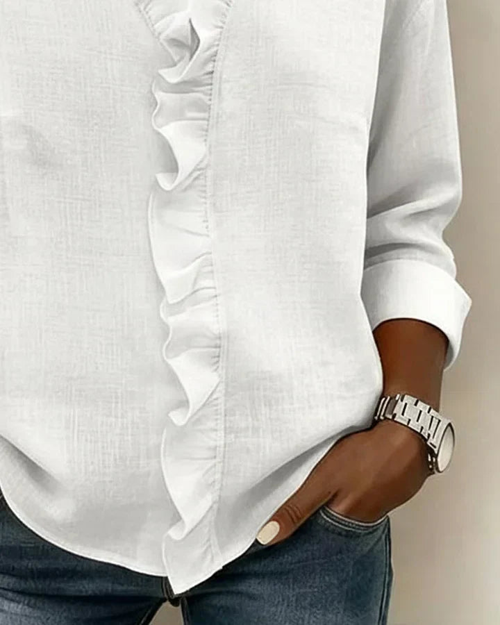 Petal Frill V-Neck Blouse