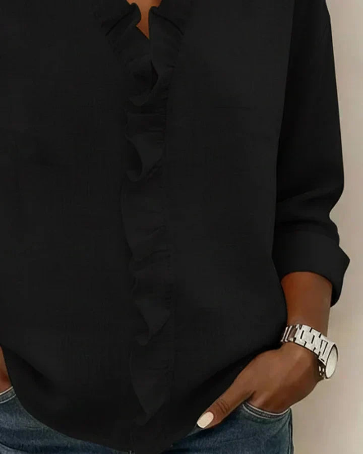 Petal Frill V-Neck Blouse