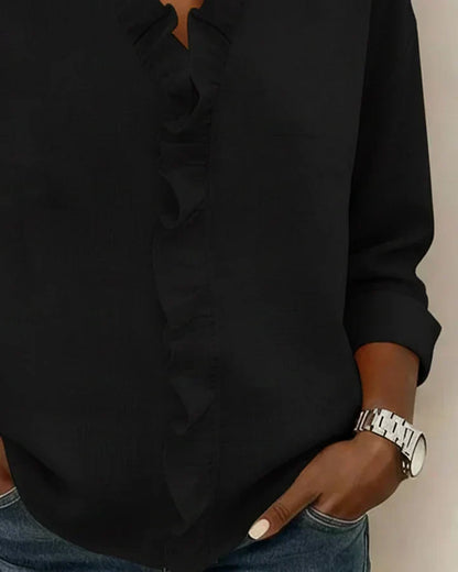 Petal Frill V-Neck Blouse