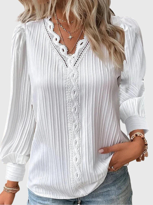 Celeste Guipure V-Neck Blouse