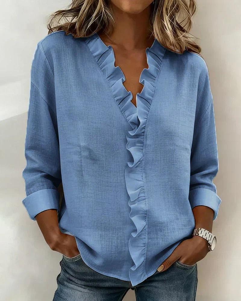 Petal Frill V-Neck Blouse