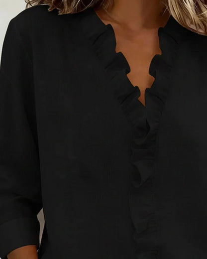 Petal Frill V-Neck Blouse