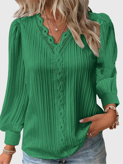 Celeste Guipure V-Neck Blouse